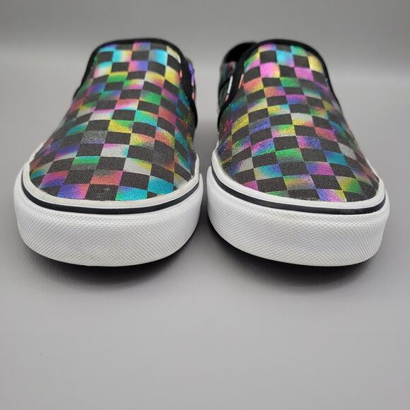 Vans Checkerboard Slip On Womens Shoes Size 11 Black Iridescent - Picture 5 of 10